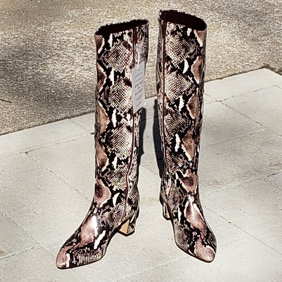 NEW Alex Marie Pamilla Python Snakeskin Leather Heeled Boots Reptile Spring - Picture 7 of 12